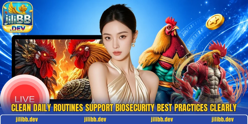 Clean daily routines support biosecurity best practices clearly Clean daily routines support biosecurity best practices clearly