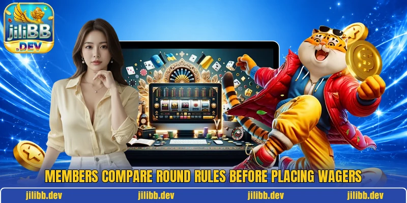 Members compare round rules before placing wagers Members compare round rules before placing wagers