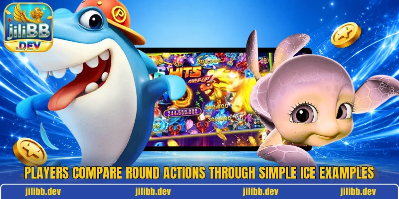 Players compare round actions through simple ice examples Players compare round actions through simple ice examples